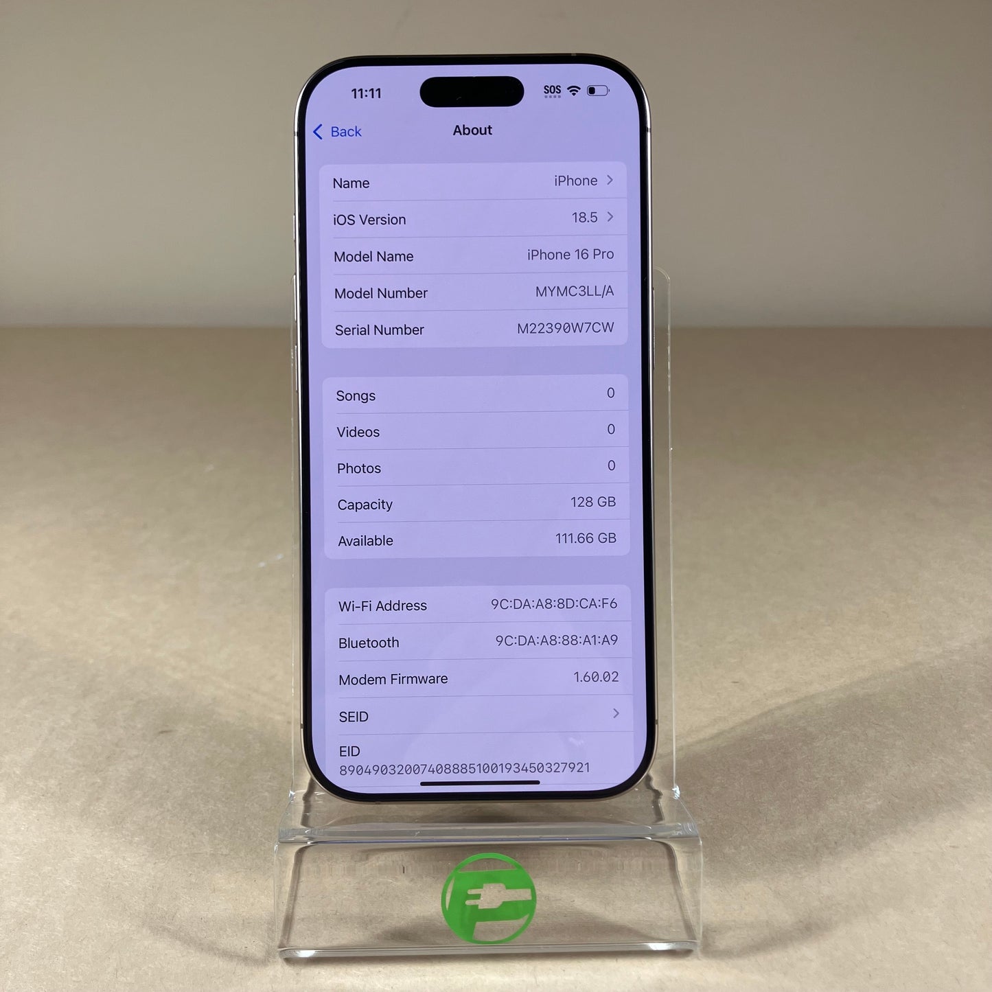 Unlocked Apple iPhone 16 Pro 128GB 18.5 Desert Titanium MYMC3LL/A