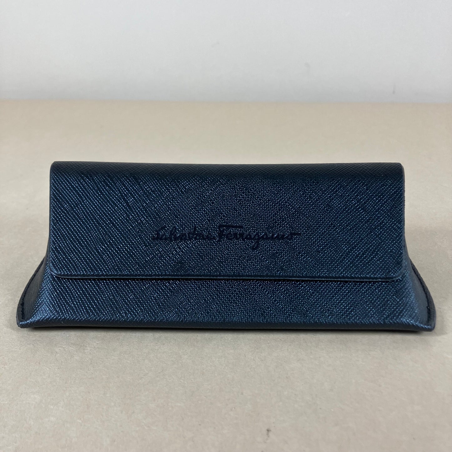 New SALVATORE FERRAGAMO Black Textured Sunglasses Case & Cleaning Cloth