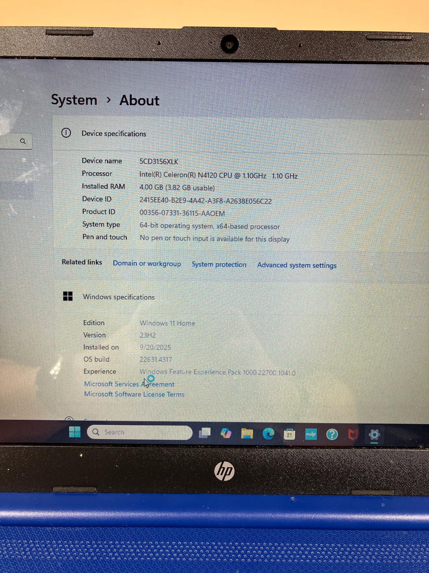 HP Laptop 14-DQ0055DX 14" Celeron N4120 1.1GHz 4GB RAM 64GB SSD