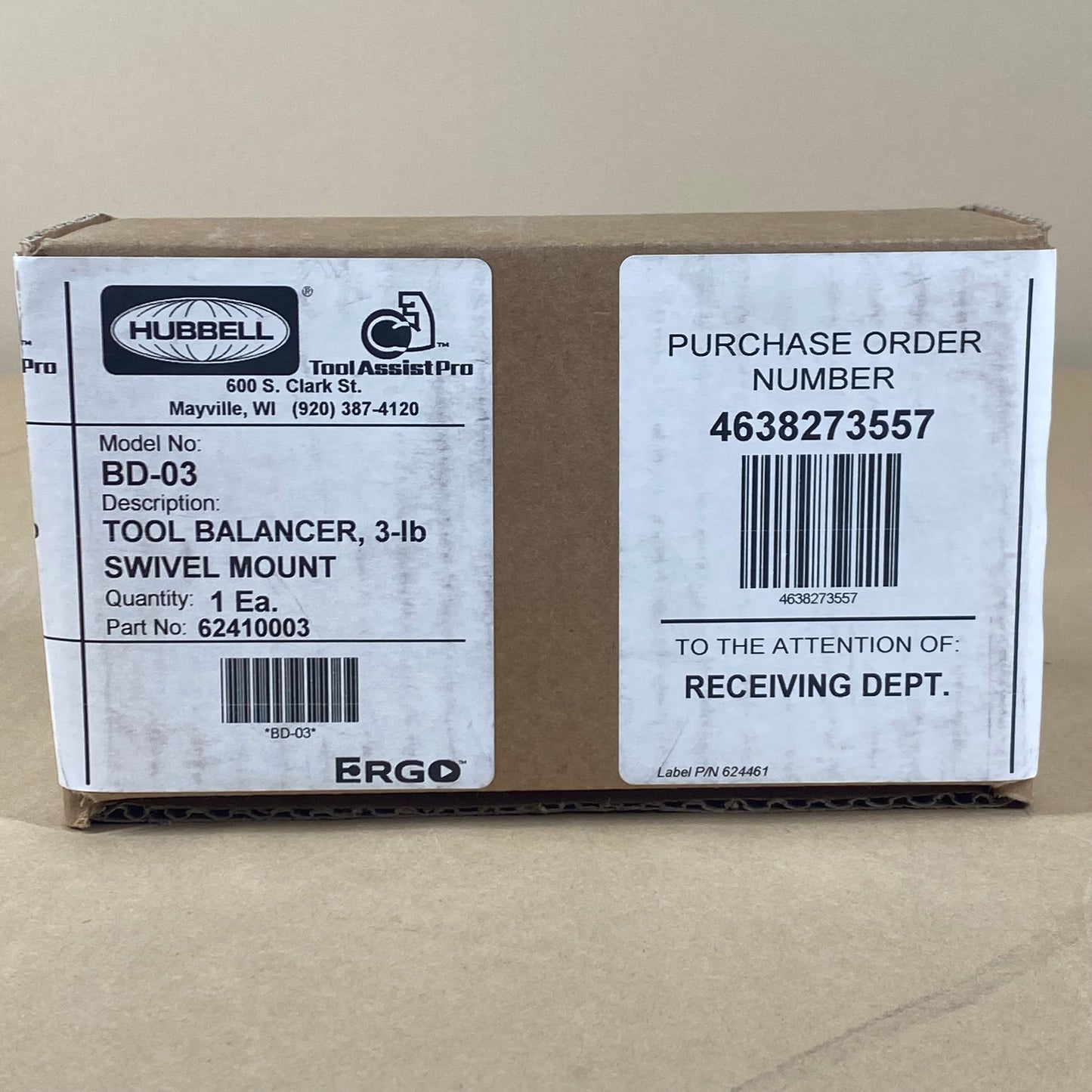 New Hubbell BD-03 Tool Balancer 3lb. Swivel Mount 4638273557