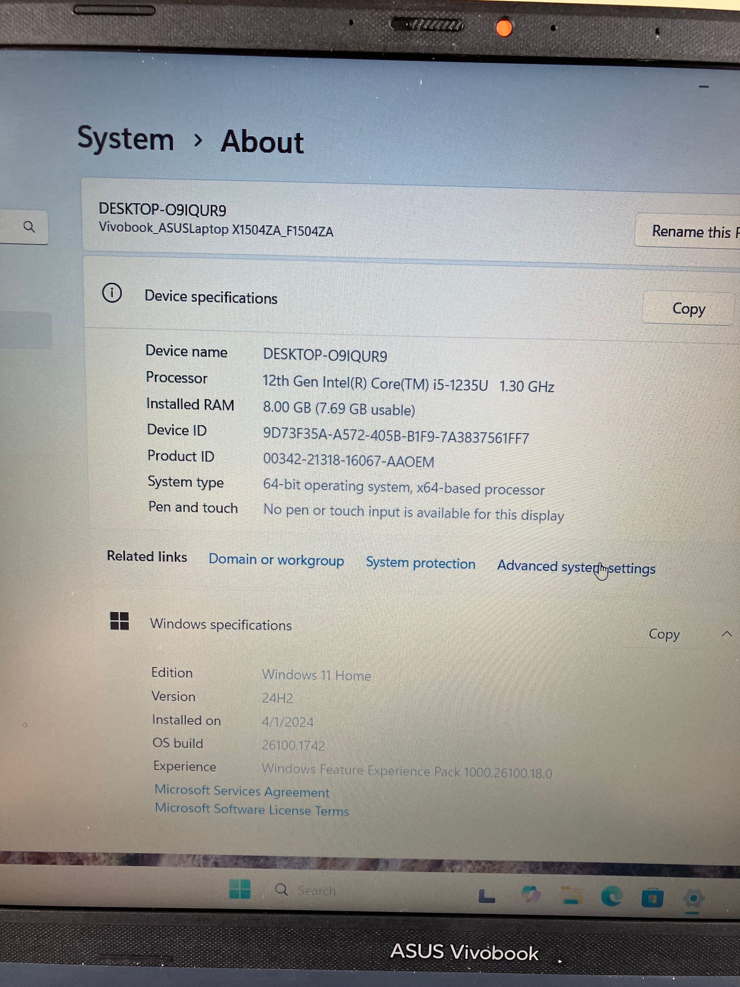 Asus Vivobook 15 X1504ZA 15.6" i5-1235U 1.3GHz 8GB RAM 256GB SSD WIN 11