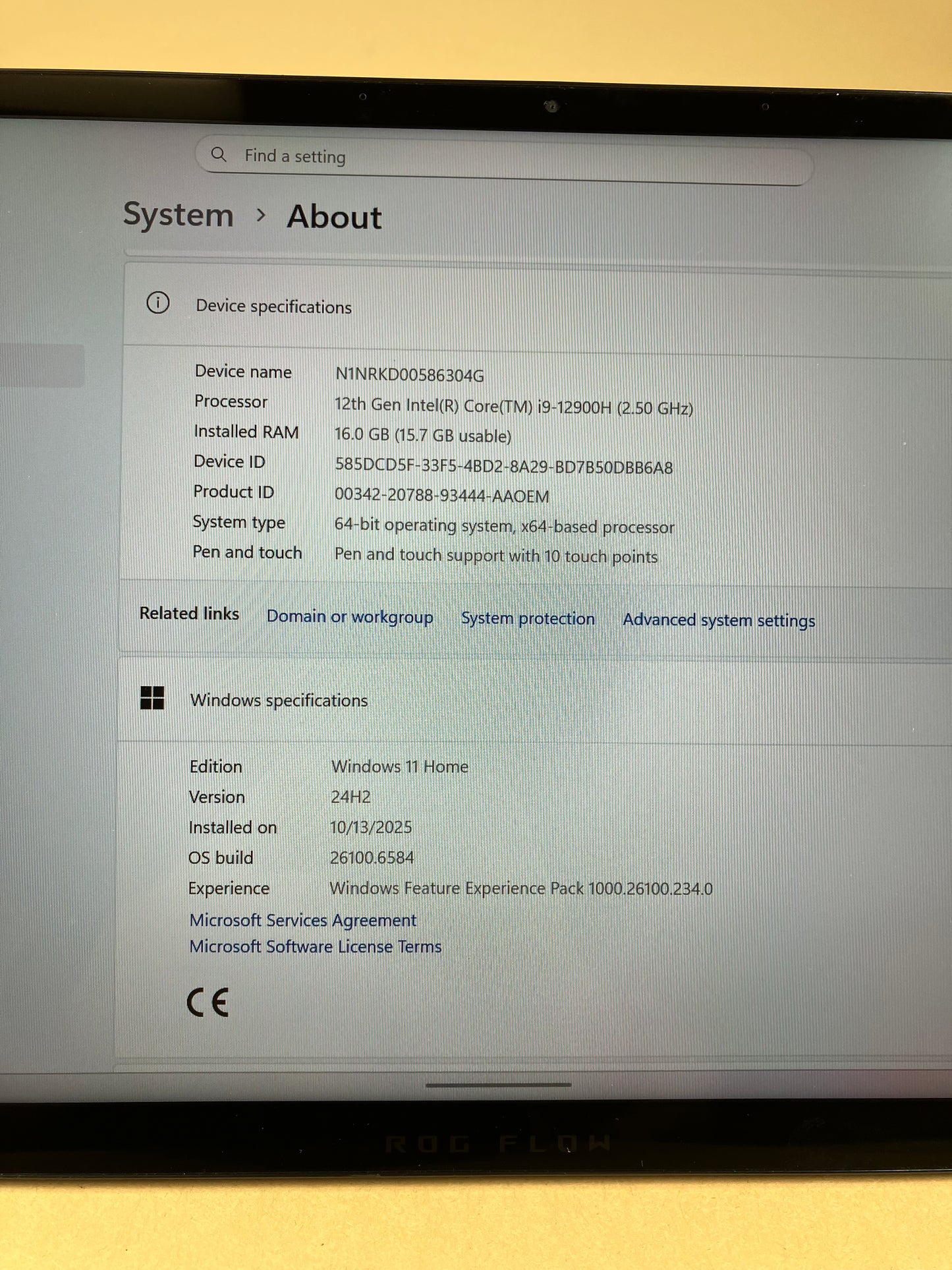 Asus ROG Flow Z13 GZ01Z 13.4" i9-12900H 16GB RAM 1TB SSD RTX 3050 Ti Tablet Only