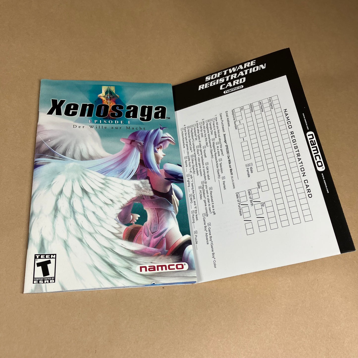 Xenosaga Episode I (Sony PlayStation 2 PS2, 2002) CIB Reg Card