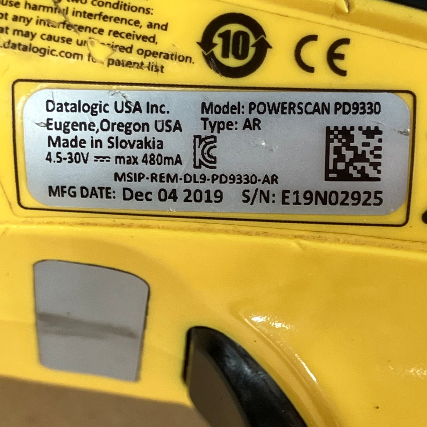 Datalogic Powerscan Hand Held Scanner PD9330