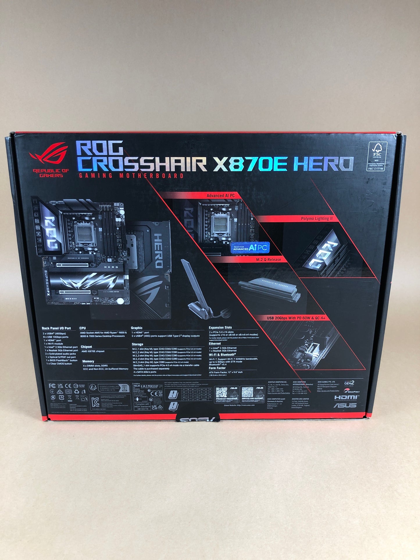 New ASUS ROG CROSSHAIR X870E HERO AM5 ATX