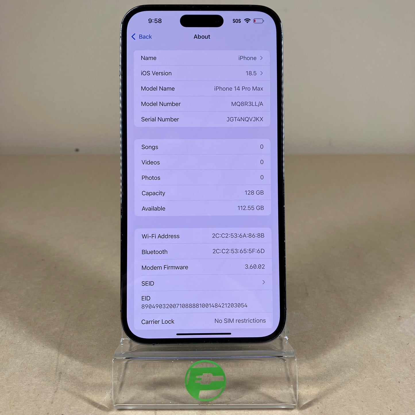 Unlocked Apple iPhone 14 Pro Max 128GB Deep Purple MQ8R3LL/A