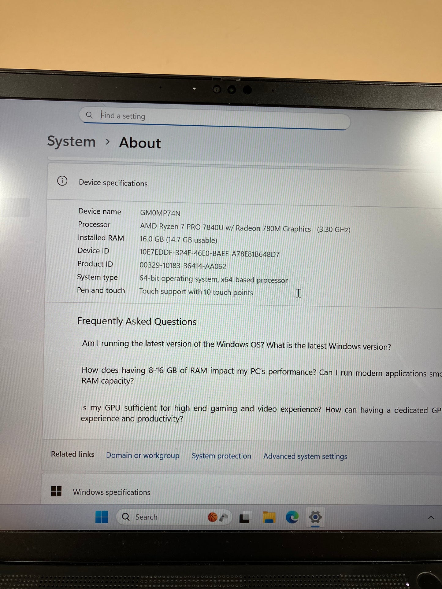 Lenovo ThinkPad T14S GEN 4 14" Ryzen 7 Pro 7840U 3.3GHz 16GB RAM 512GB SSD