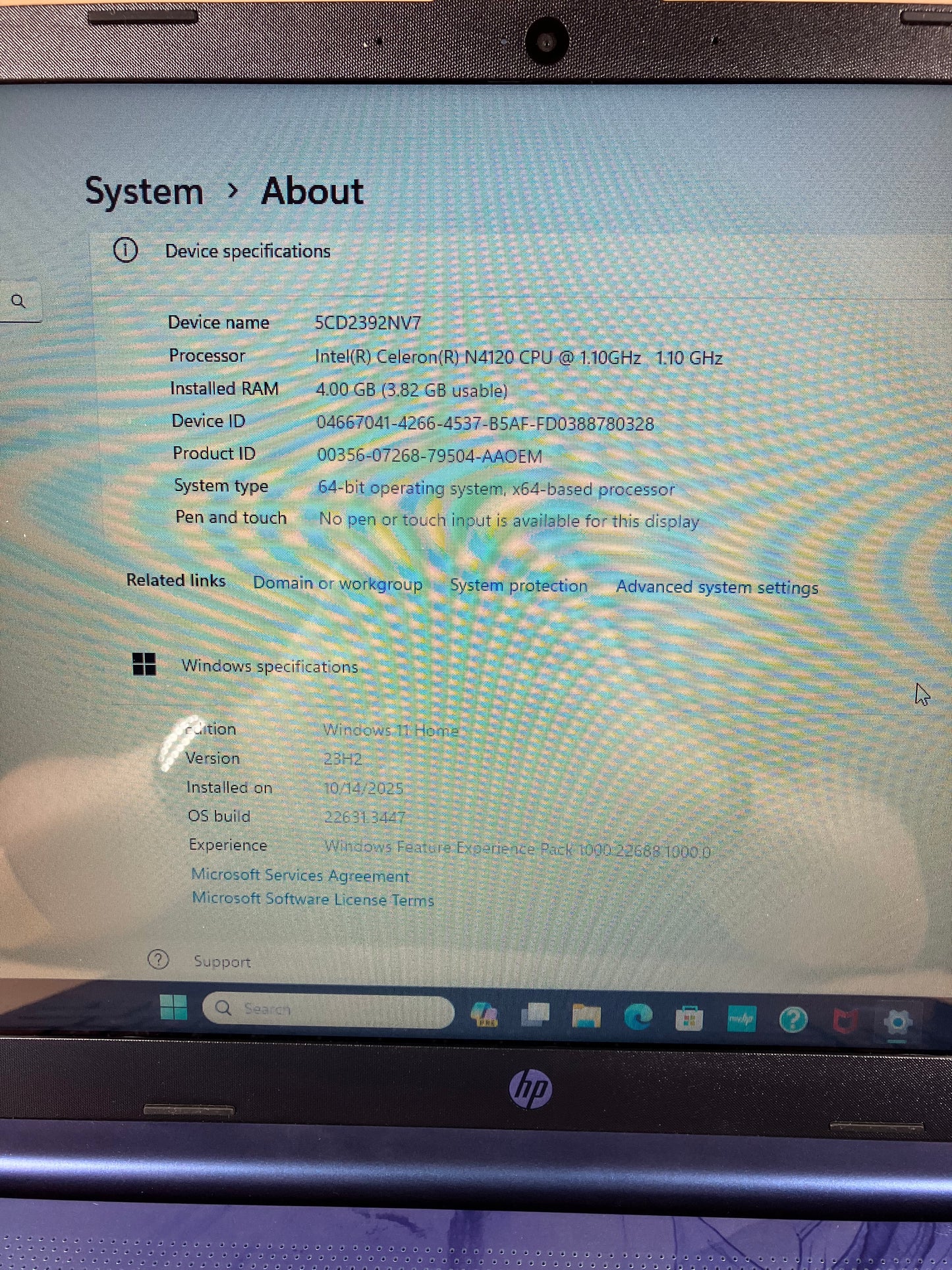 HP Laptop 15-DY0703DS 15.6" Celeron N4120 1.1GHz 4GB RAM 128GB SSD