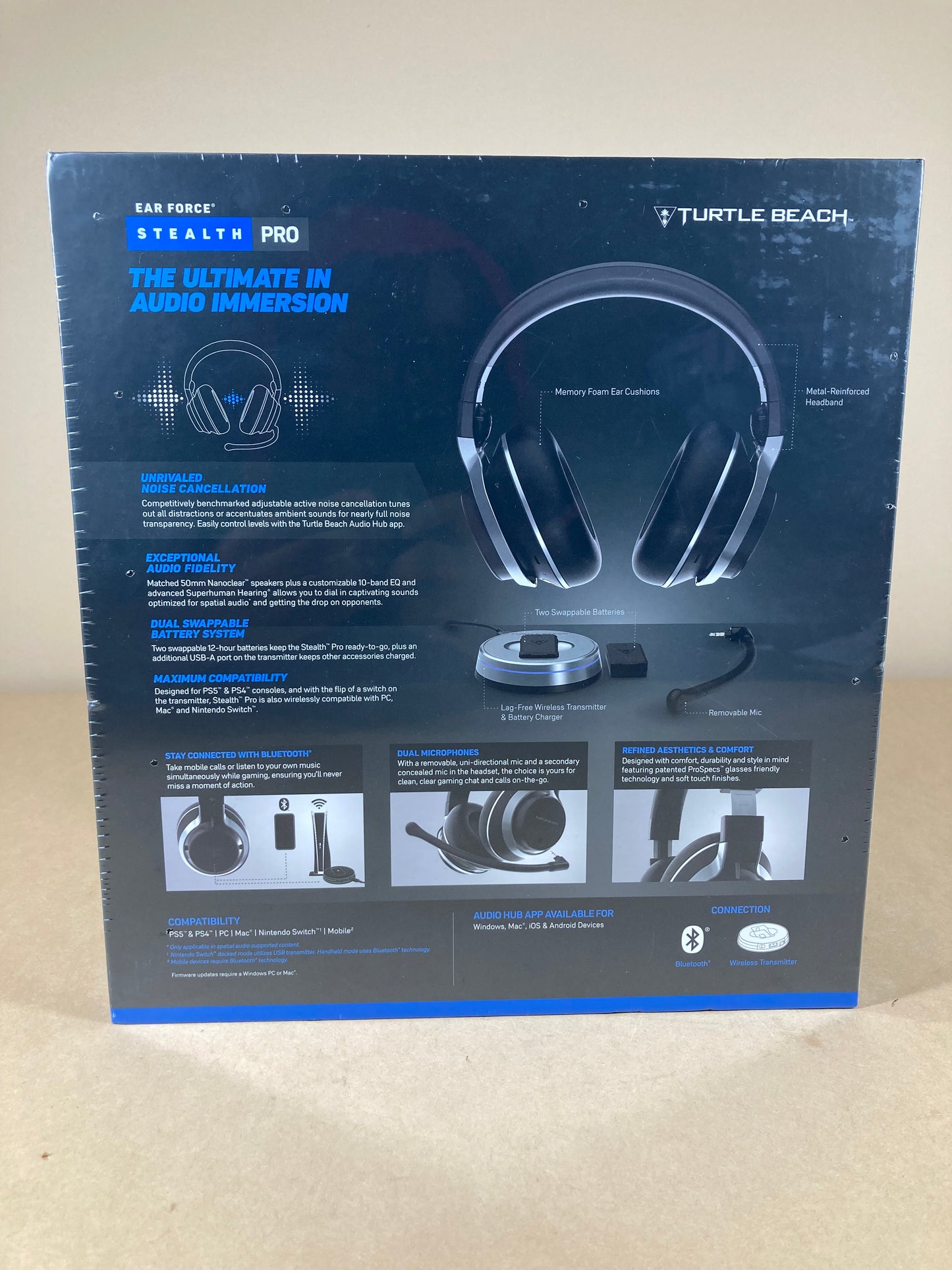 New Turtle Beach Stalth Pro Noise-Cancelling Gaming Headset Black TBS-3365-01