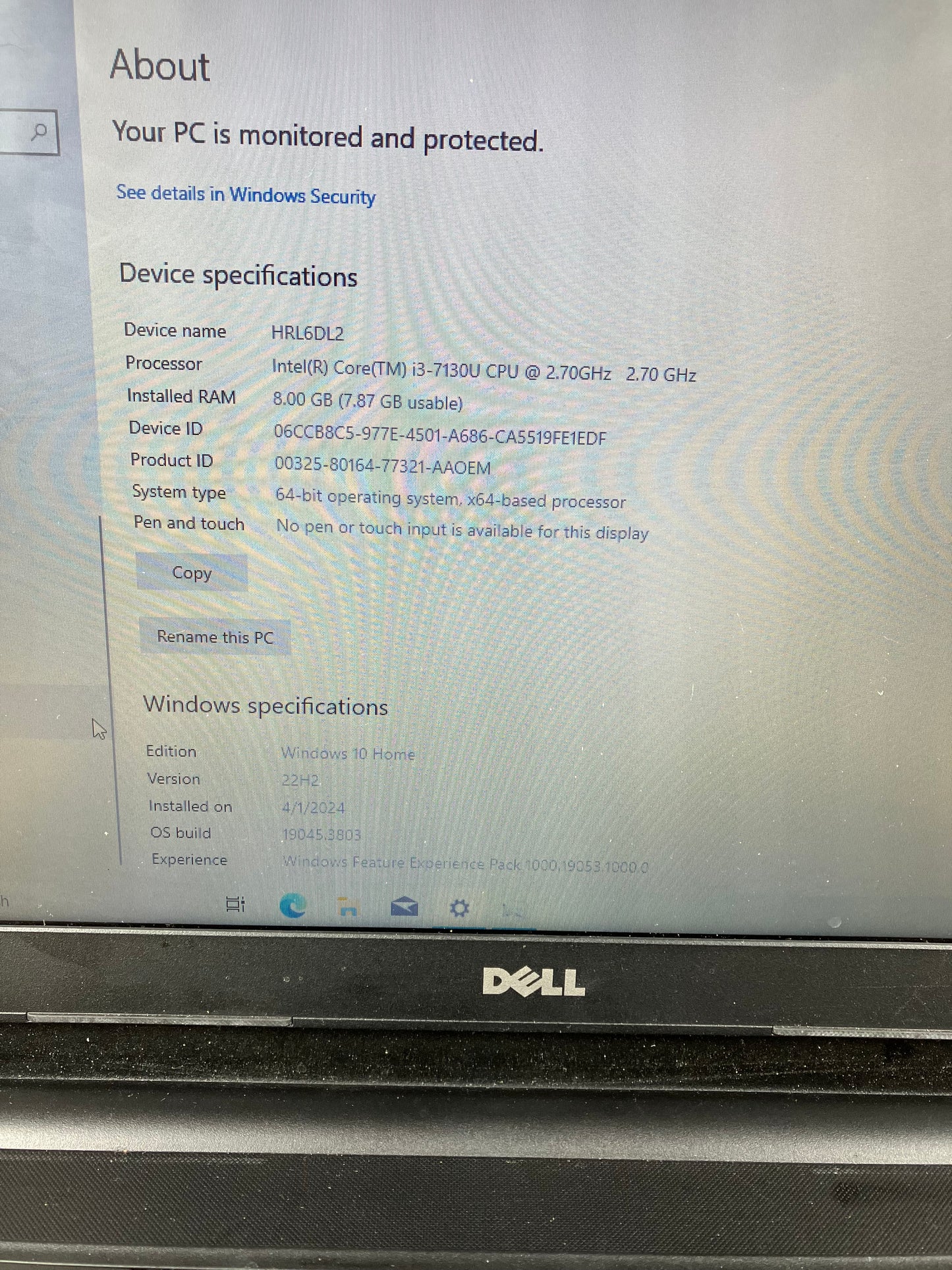 Dell Inspiron 5100 15.6" i3-7130U 2.7GHz 8GB RAM 1TB HDD