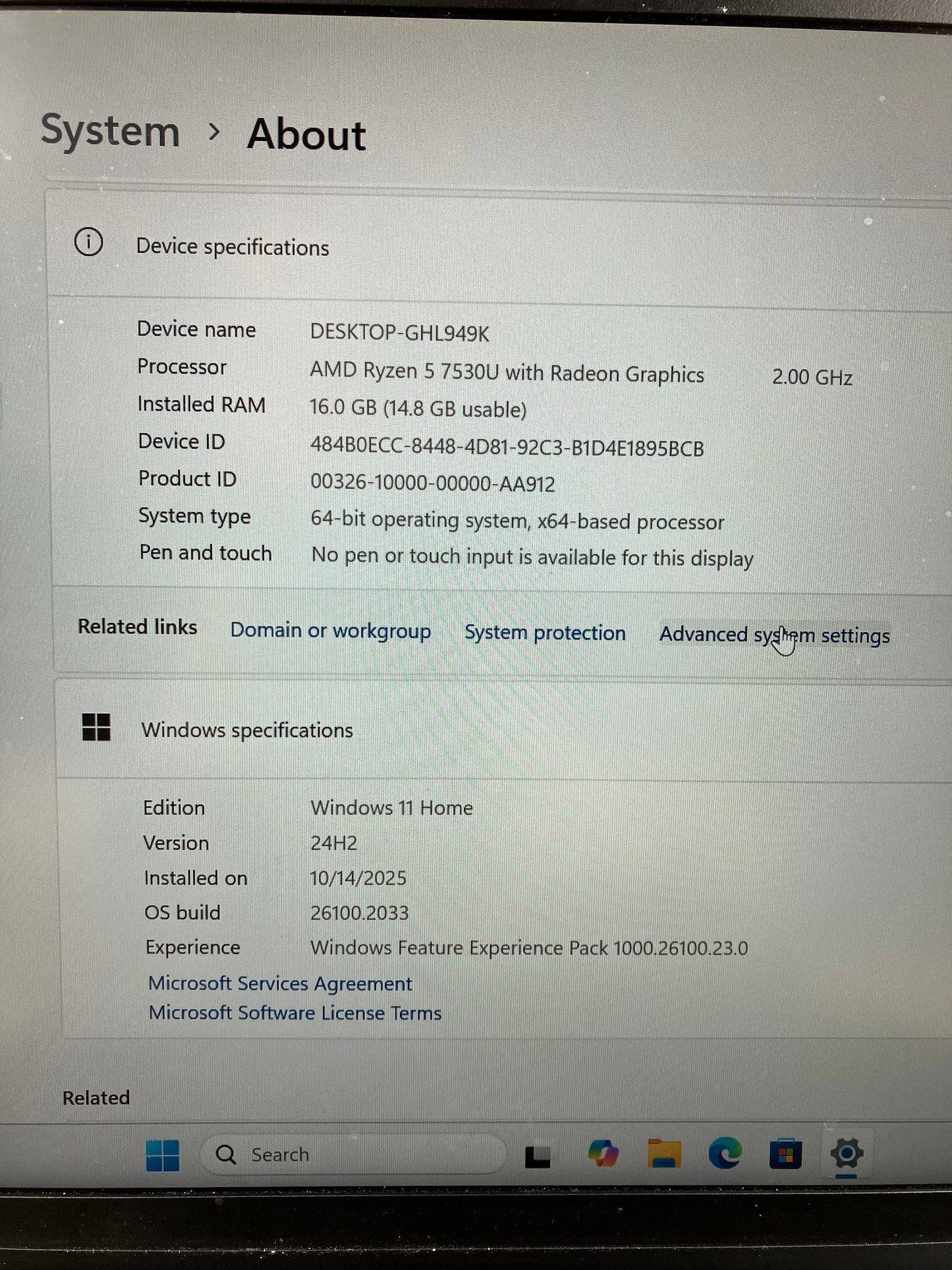 Lenovo ThinkPad E14 GEN 5 14" Ryzen 5 7530U 2.0GHz 16GB RAM 256GB SSD