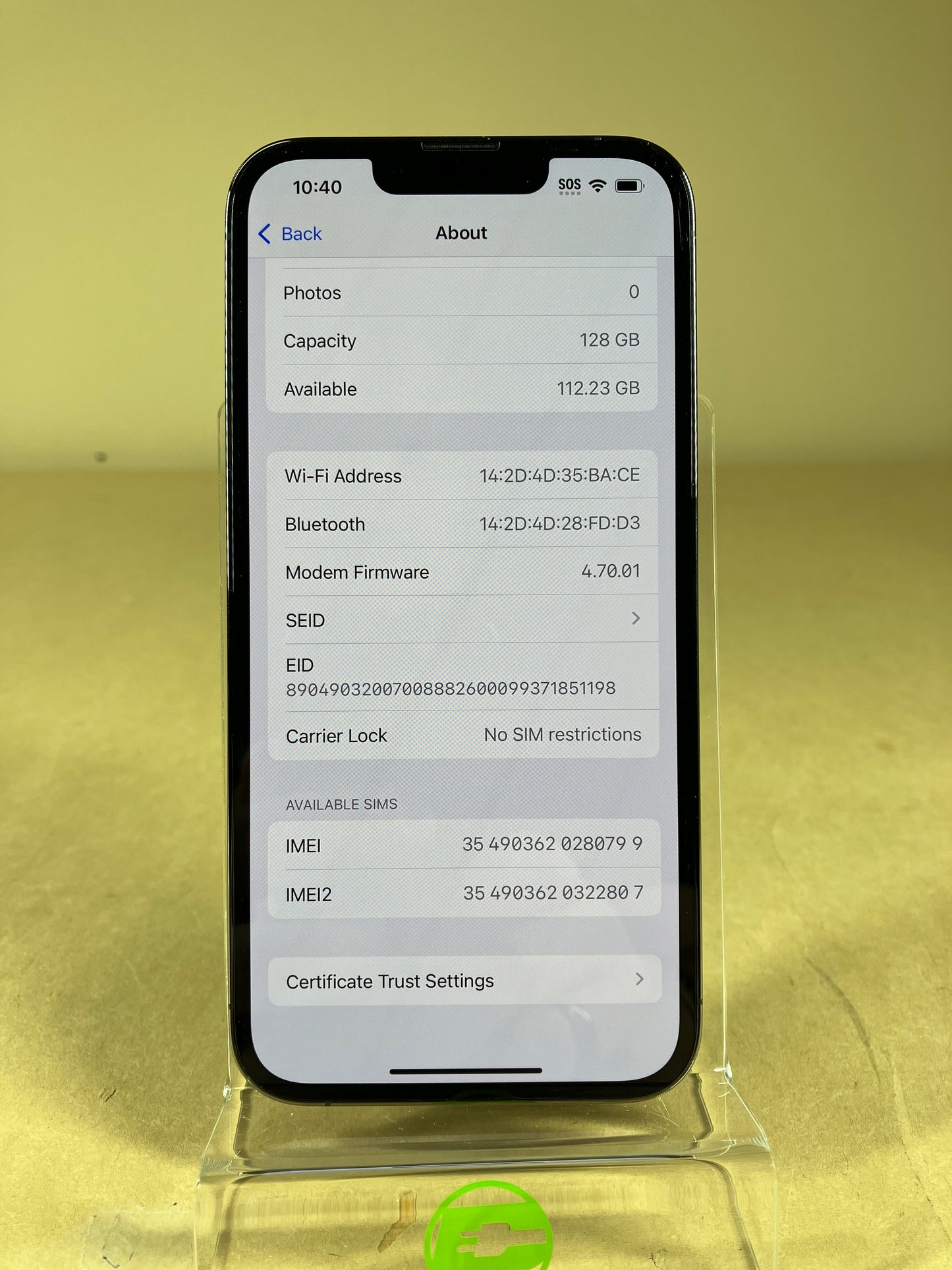 Unlocked Apple iPhone 13 Pro 128GB 18.6.2 Graphite MLR23LL/A