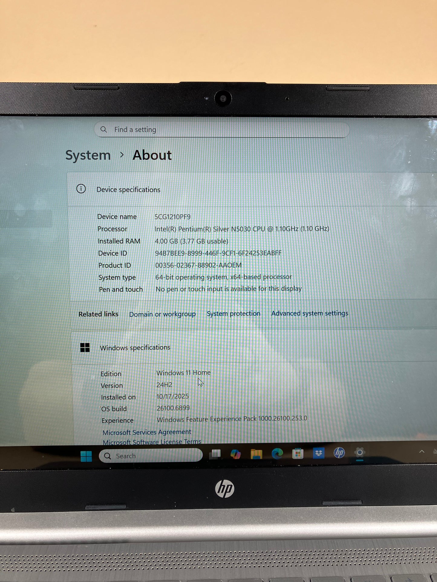 HP Laptop 14-CF2033WM 14" Pentium Silver N5030 1.1GHz 4GB RAM 128GB SSD