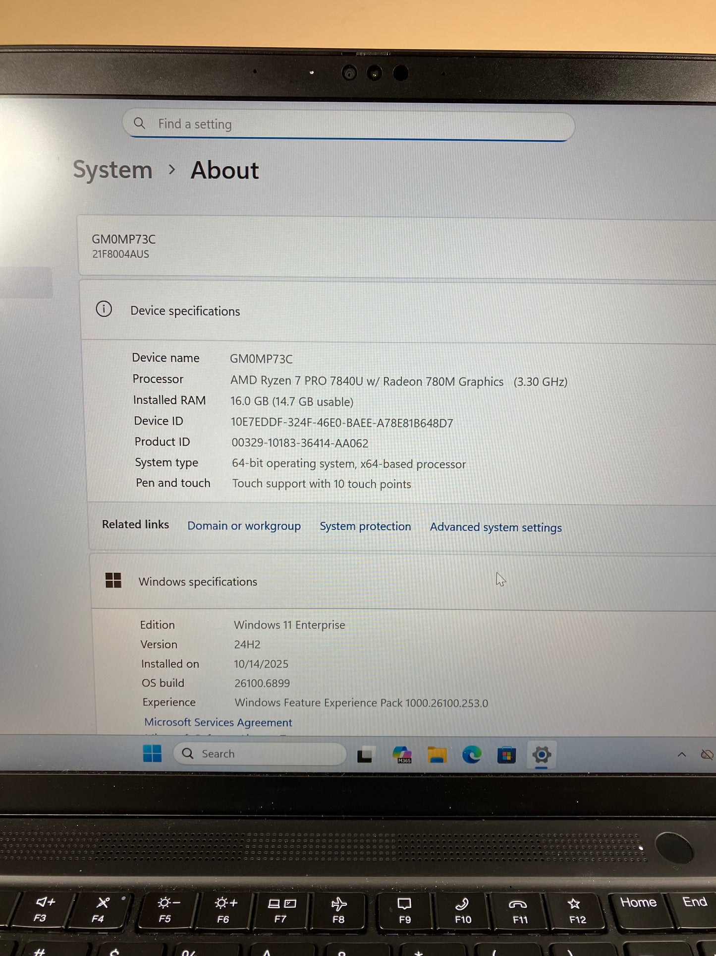 Lenovo ThinkPad T14S GEN 4 14" Ryzen 7 Pro 7840U 3.3GHz 16GB RAM 512GB SSD