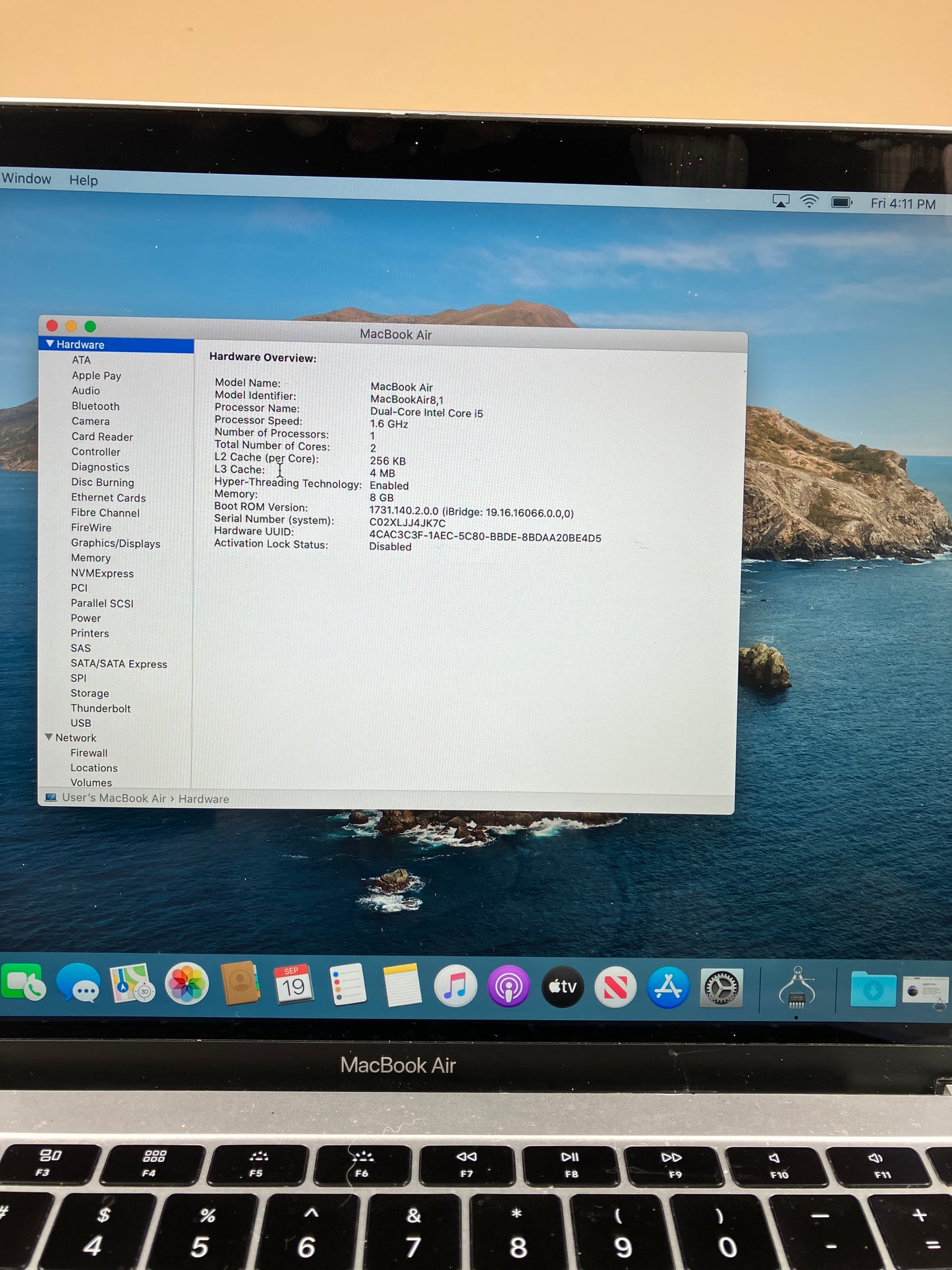2018 Apple MacBook Air 13.3" i5 1.8GHz 8GB RAM 128GB SSD Silver A1932