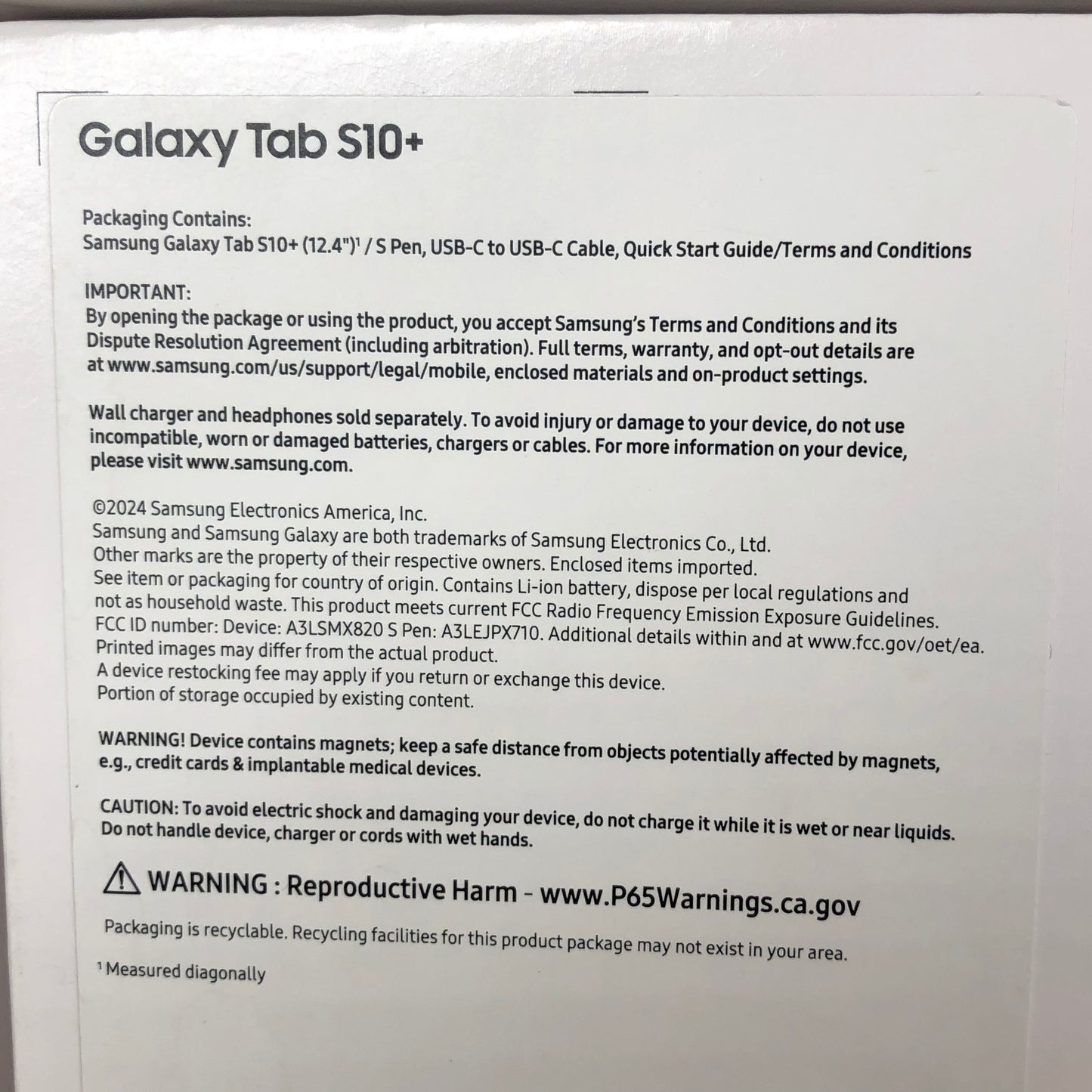 WiFi Only Samsung Galaxy Tab S10+ 12.4" 256GB Gray SM-X820