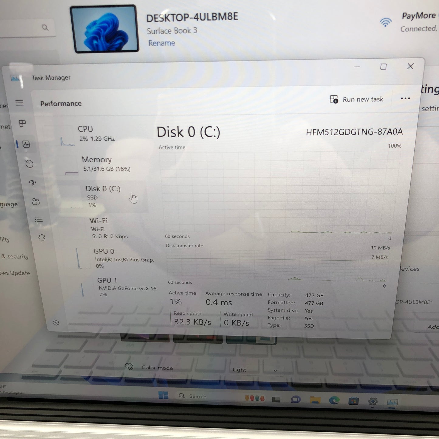 Microsoft Surface Book 3 13" i7-1065G7 1.5GHz 32GB RAM 512GB SSD GTX1650MaxQ
