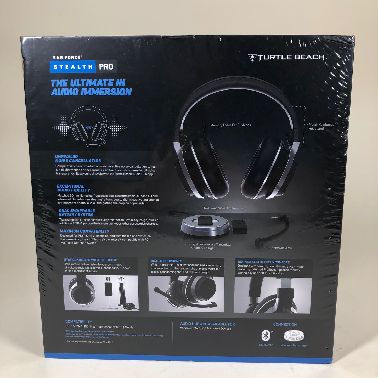 New Turtle Beach Stealth Pro Wireless Noise-Cancelling Headset Black TBS-3365-01