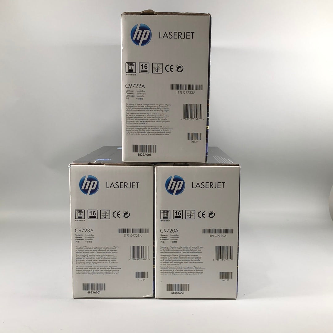 New HP LaserJet Bundle C9723A, C9720A, C9722A Ink Cartridges