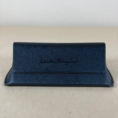 New SALVATORE FERRAGAMO Black Textured Sunglasses Case & Cleaning Cloth