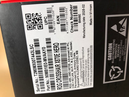 New ASUS ROG CROSSHAIR X870E HERO AM5 ATX