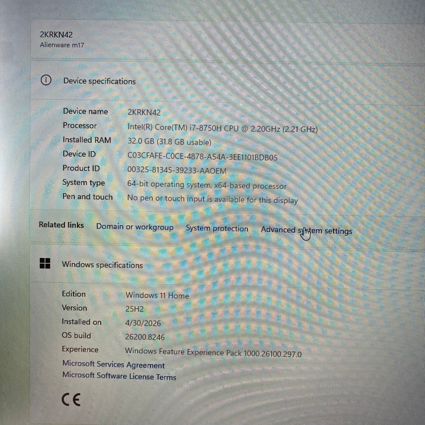 Alienware M17 P37E 17.3" i7-8750H 2.2GHz 32GB RAM 2TB SSD GeForce RTX 2060