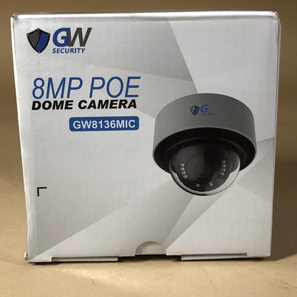 GW Security Microphone Dome Security Camera 4K IP PoE GW8136MIC New In Box