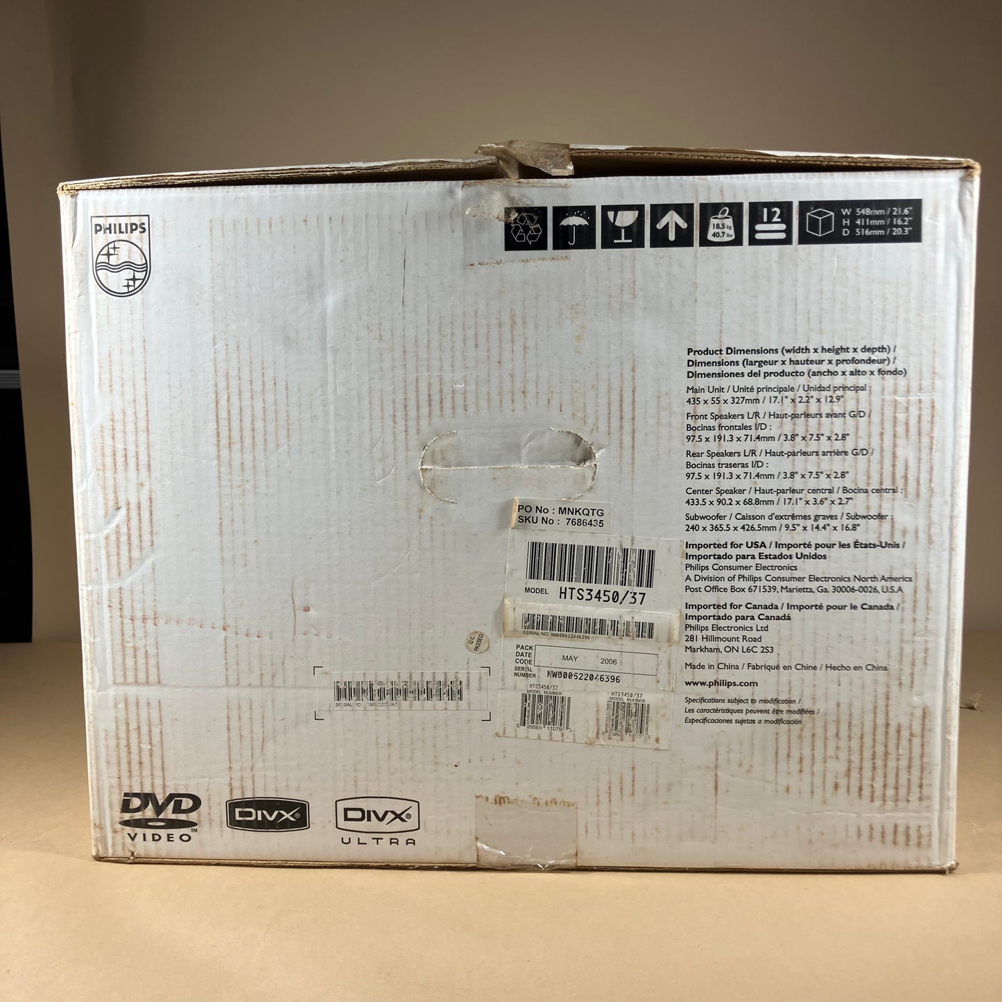 New Philips Home Theater System HTS3450 for CD, DVD and MP3 from 2006