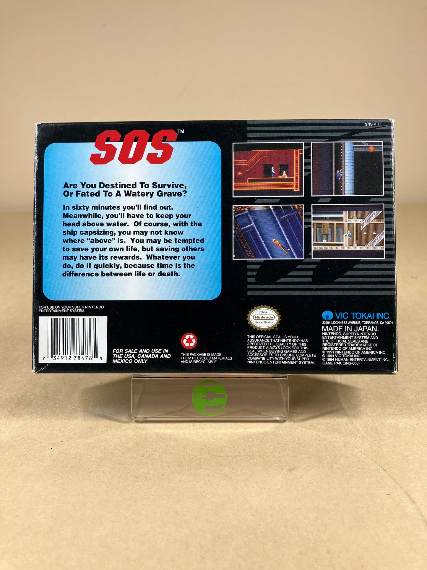 S.O.S. Sink Or Swim (Super Nintendo SNES, 1994) Complete In Box