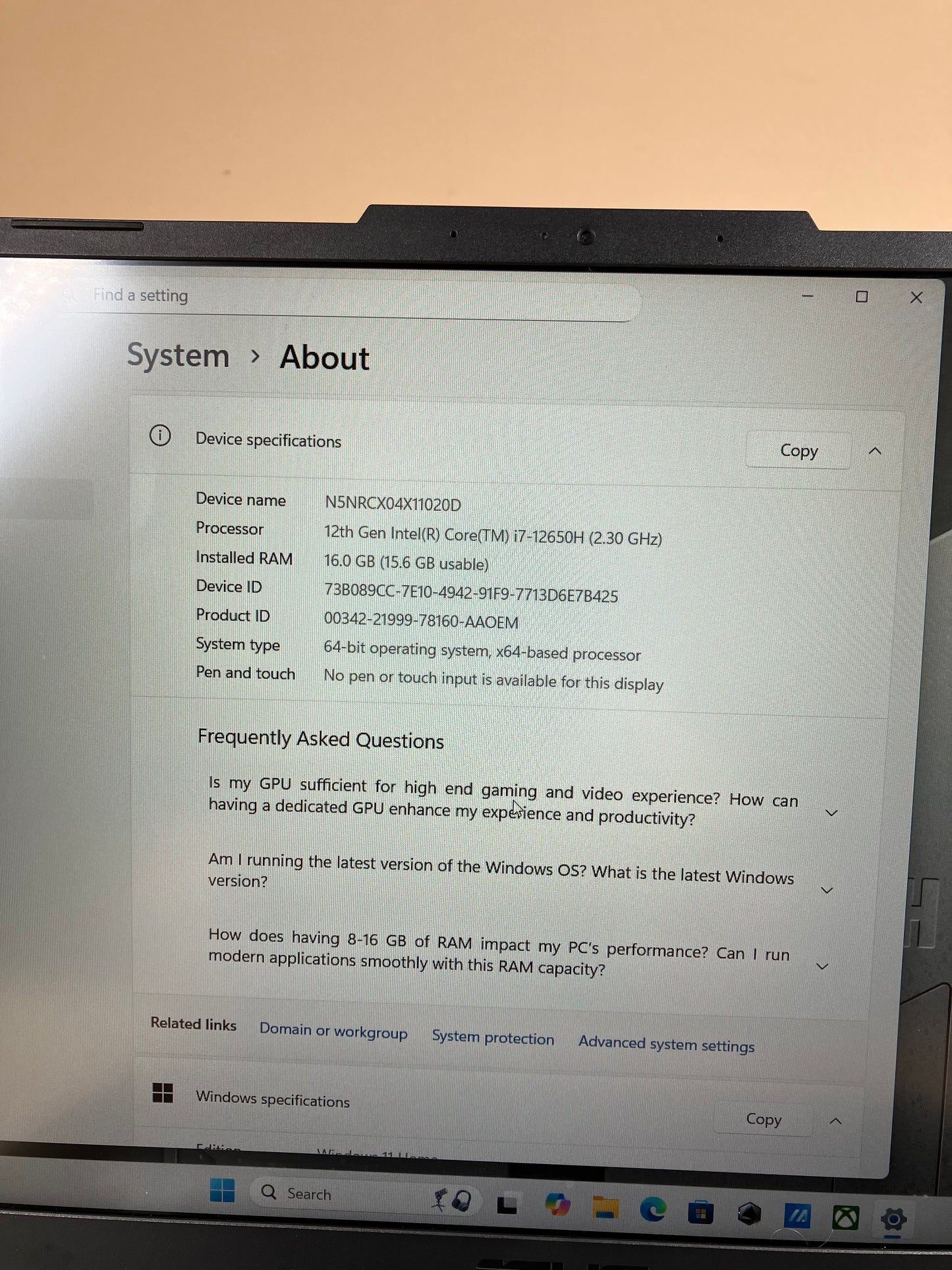 Asus Tuf Dash F15 FX1517ZR 15.6" i7-12650H 16GB RAM 512GB SSD GeForce RTX 3070