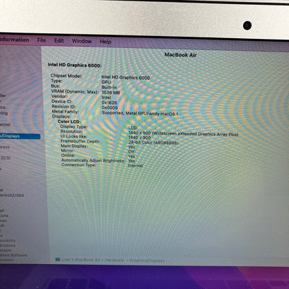 2017 Apple MacBook Air 13.3" i5 1.8GHz 8GB RAM 128GB SSD Silver A1466