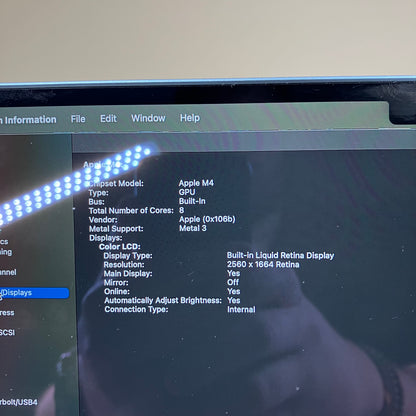 2025 Apple MacBook Air 13.6" M4 8C GPU 4.5GHz 16GB RAM 256GB SSD A3240