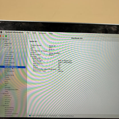 2020 Apple MacBook Air 13.3" M1 7C GPU 3.2GHz 16GB RAM 256GB SSD A2337