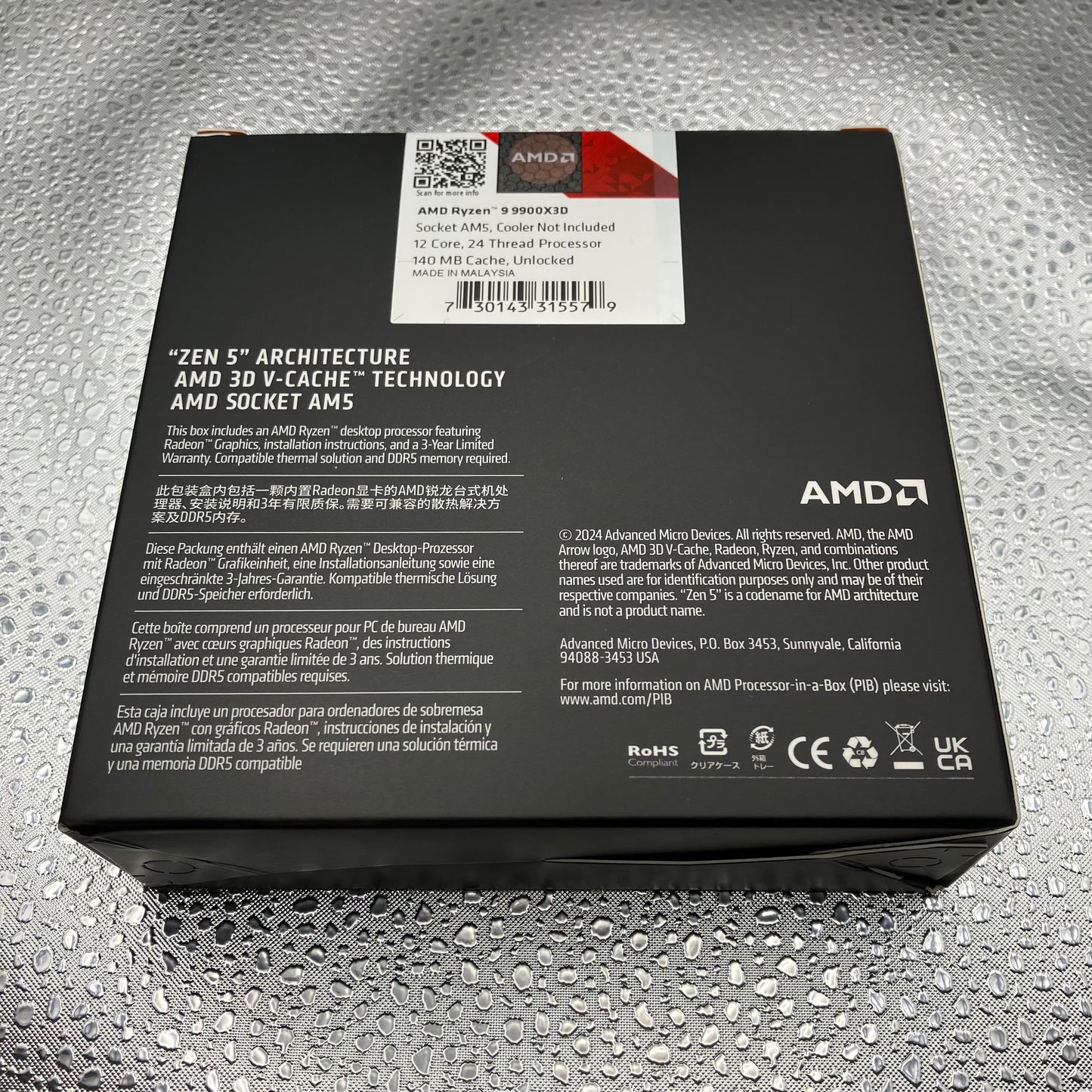 New AMD Ryzen 9 9900X3D 4.4GHz 12 Core 100-100001368W0F 24 Thread AM5