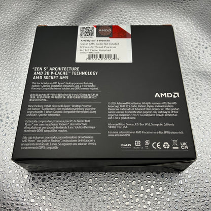 New AMD Ryzen 9 9900X3D 4.4GHz 12 Core 100-100001368W0F 24 Thread AM5