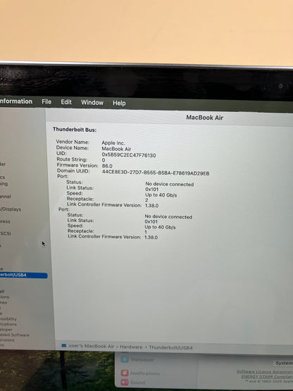 2020 Apple MacBook Air 13.3" i3 1.1GHz 8GB RAM 256GB SSD Silver A2179