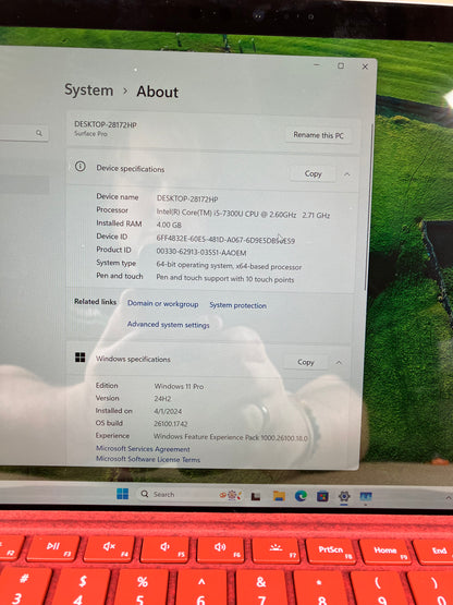 Microsoft Surface Pro 5 1796 12.3" i5-7300U 2.6GHz 4GB RAM 128GB SSD