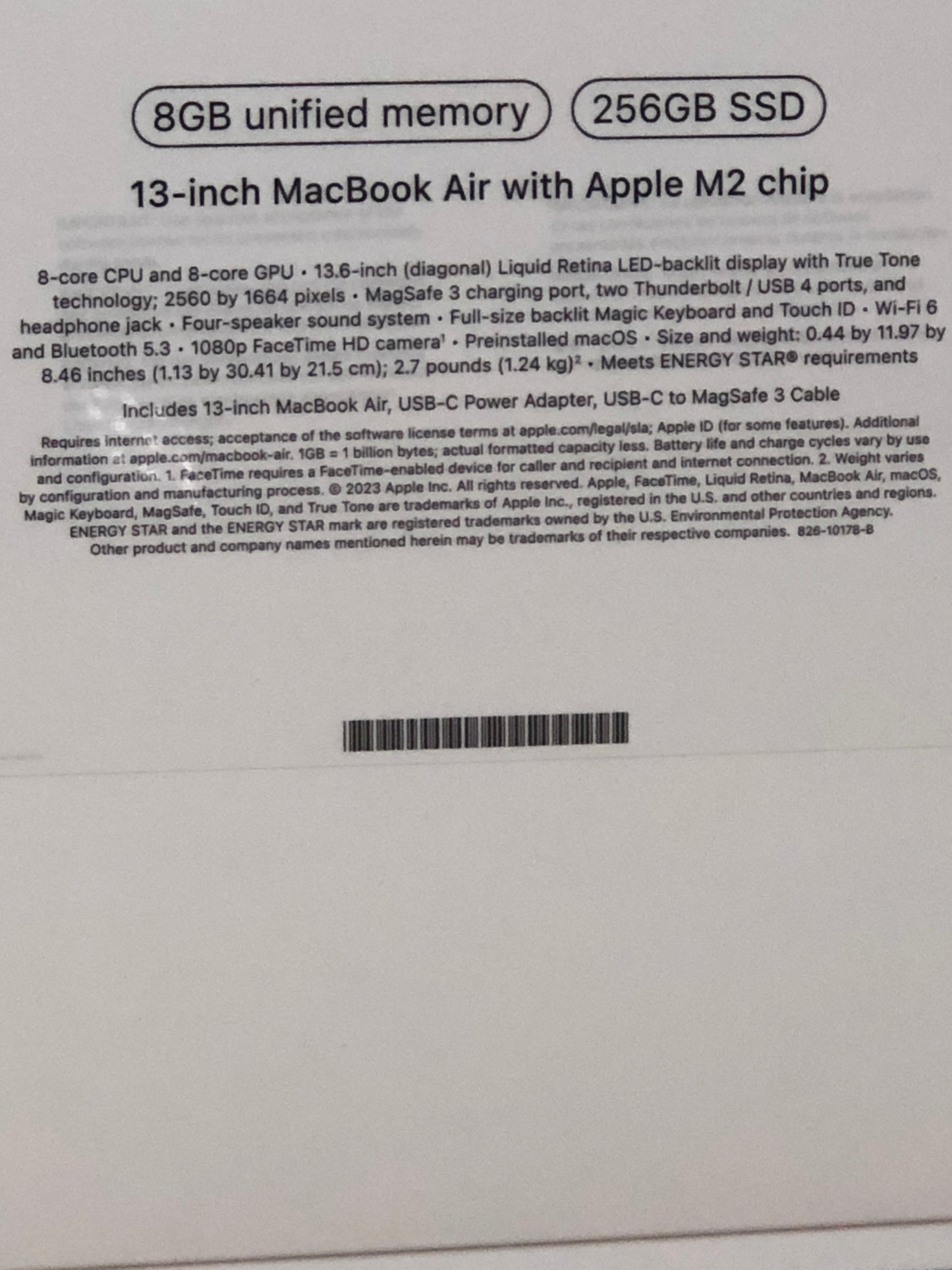 New 2022 Apple MacBook Air 13" M2 3.5GHz 8GB RAM 256GB SSD A2681