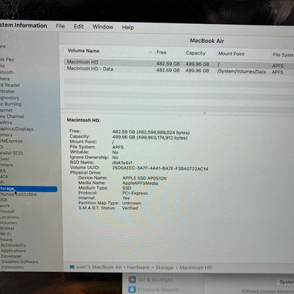 2020 Apple MacBook Air 13.3" i7 1.2GHz 16GB RAM 512GB SSD Space Gray A2179