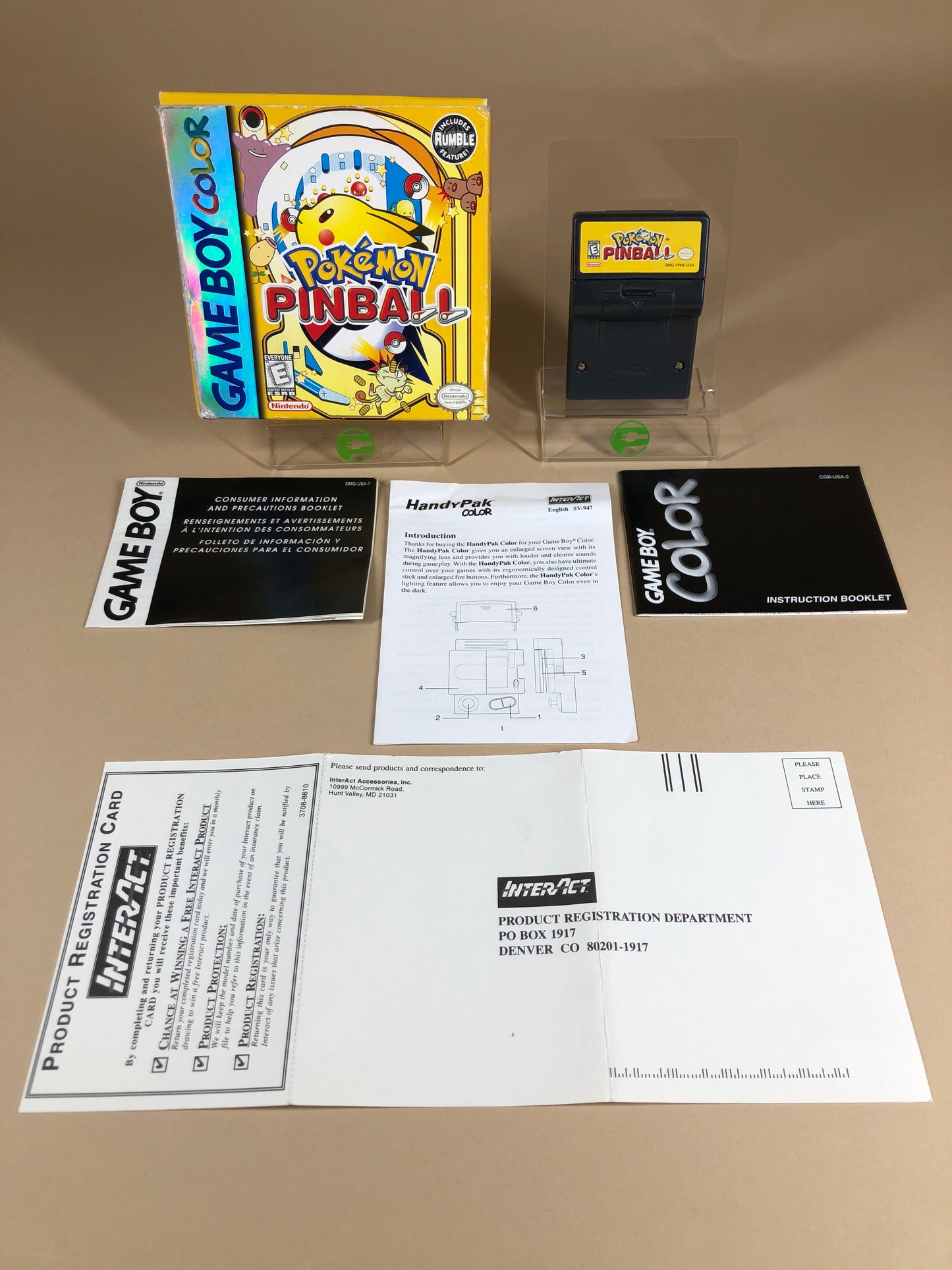 Pokemon Pinball (Nintendo GameBoy Color, 1999) With Box