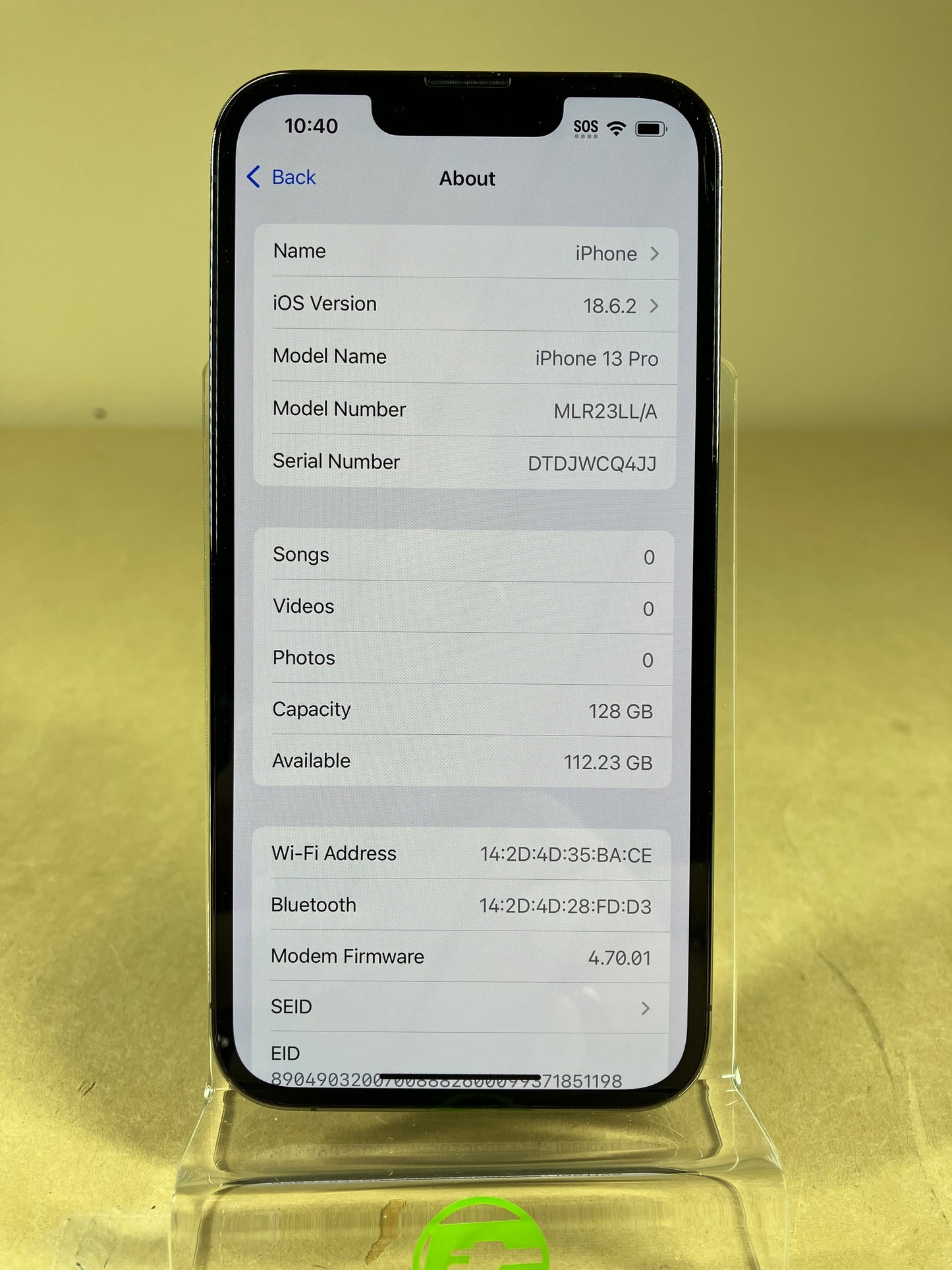 Unlocked Apple iPhone 13 Pro 128GB 18.6.2 Graphite MLR23LL/A