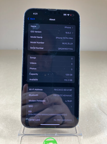 Unlocked Apple iPhone 13 Pro Max 128GB Graphite MLKL3LL/A
