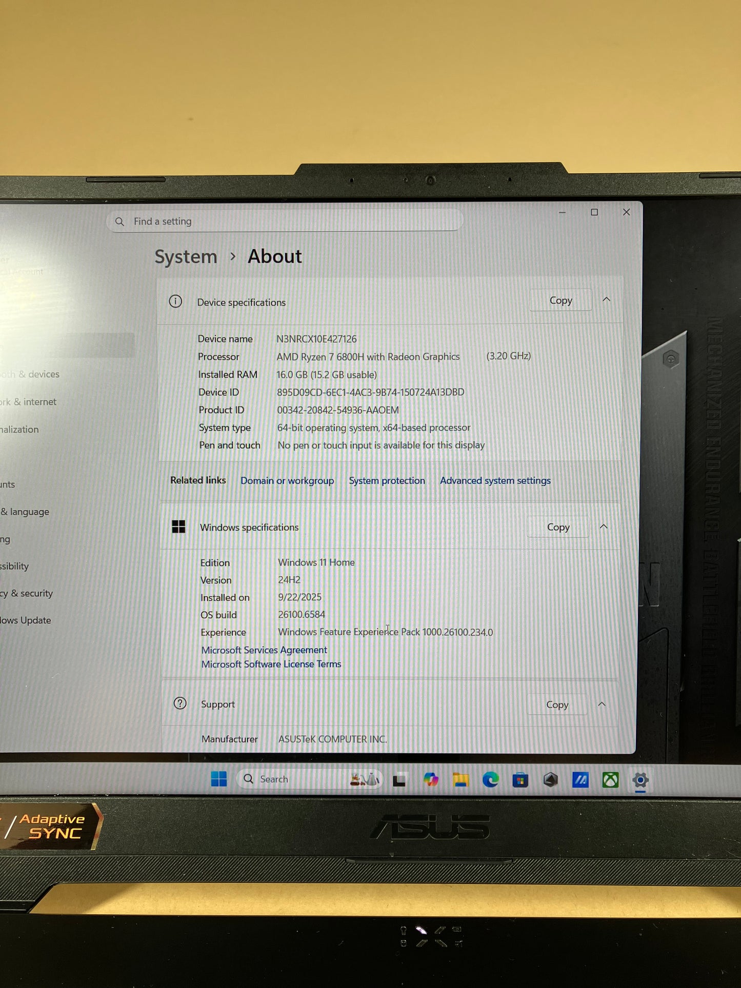Asus TUF A15 FA507RR 15.6" Ryzen 7 6800H 6GB RAM 512GB SSD GeForce RTX 3060