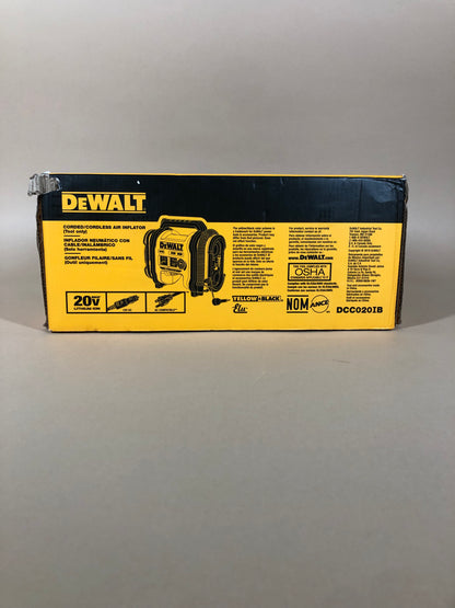 New DeWalt DCC020IB 20V Corded / Cordless Air Inflator