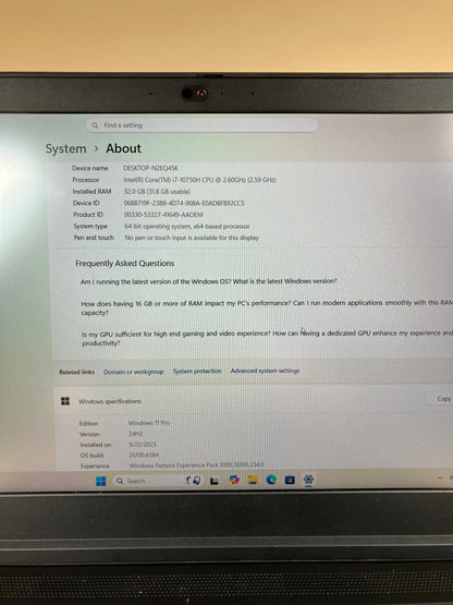 Lenovo ThinkPad P15 Gen 1 15.6" i7-10750H 2.6GHz 32GB RAM 512GB SSD Quadro T2000