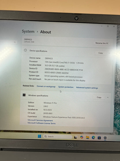 Dell Latitude 3540 15.6" i7-1355U 1.7GHz 16GB RAM 512GB SSD