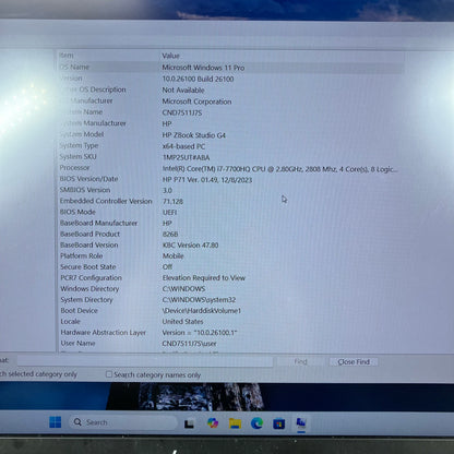 HP ZBook Studio G4 8265NGW 15.6" i7-7700HQ 12GB RAM 512GB SSD Quadro M1200