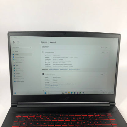 MSI Thin GF63 11UC 15.6" i7-11800H 2.3GHz 16GB RAM 512GB SSD GeForce RTX 3050