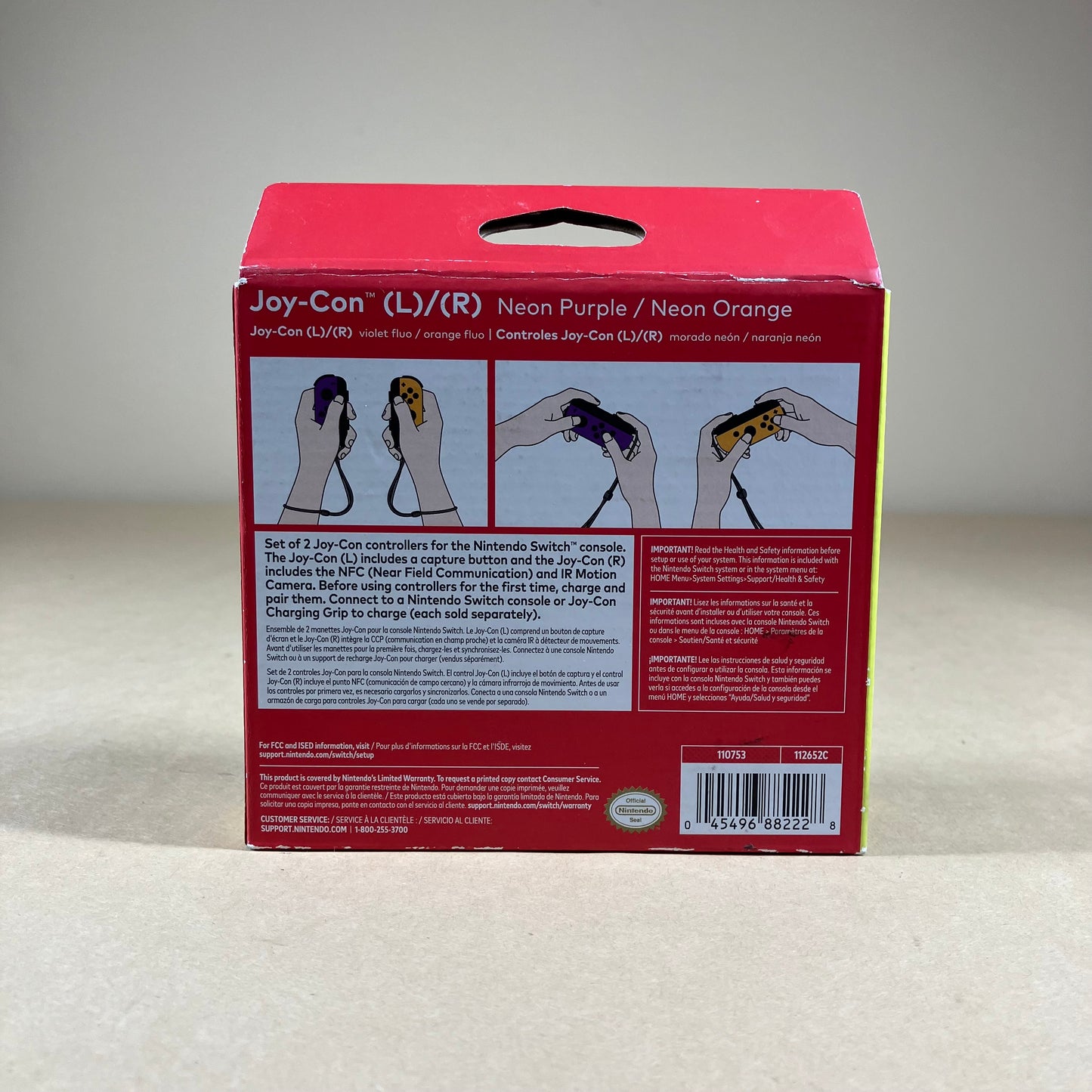 New Nintendo Switch Joy-Con Controller Neon Purple/Neon Orange