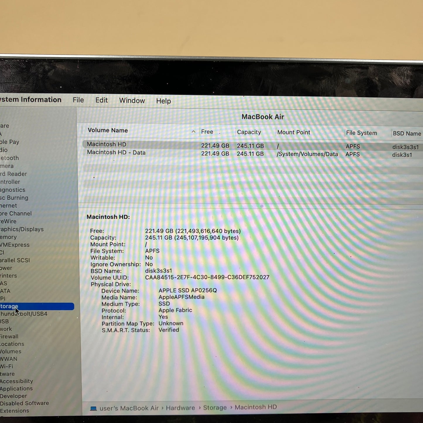 2020 Apple MacBook Air 13.3" M1 7C GPU 3.2GHz 16GB RAM 256GB SSD A2337